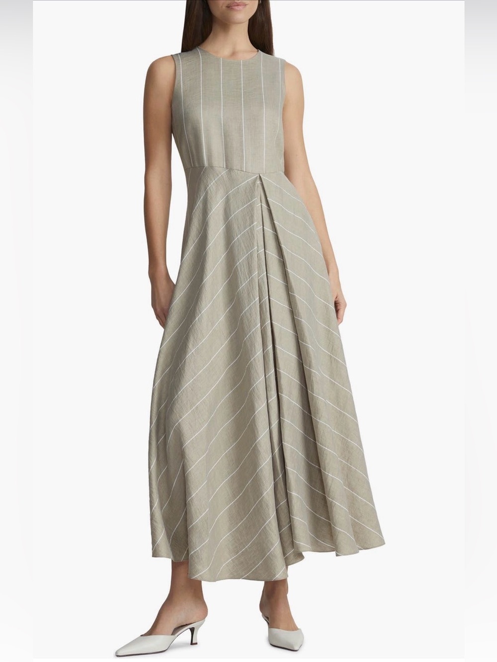 Lafayette 148
New York
Stripe
Asymmetric
Linen Blend
Midi Dress
Size 10
Quarry m